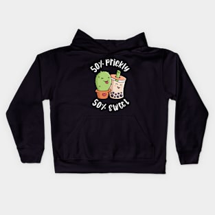 Bubble Tea - 50% Prickly 50% Sweet - Cute Kawaii Boba and Cactus Kids Hoodie